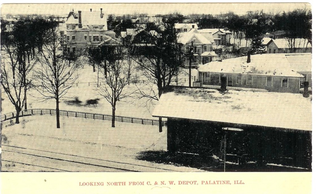 In the background you can see the Schierding house on the left, now gone. Above the depot you can see the top of the Uptown Cafe building on Wilson Street.